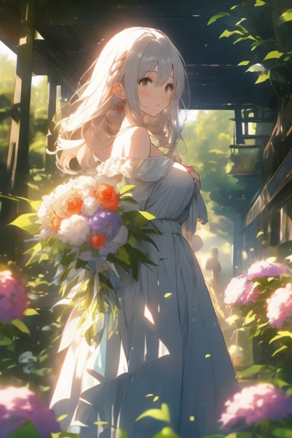 少女と花