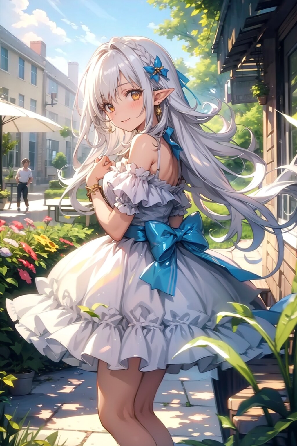 少女と花