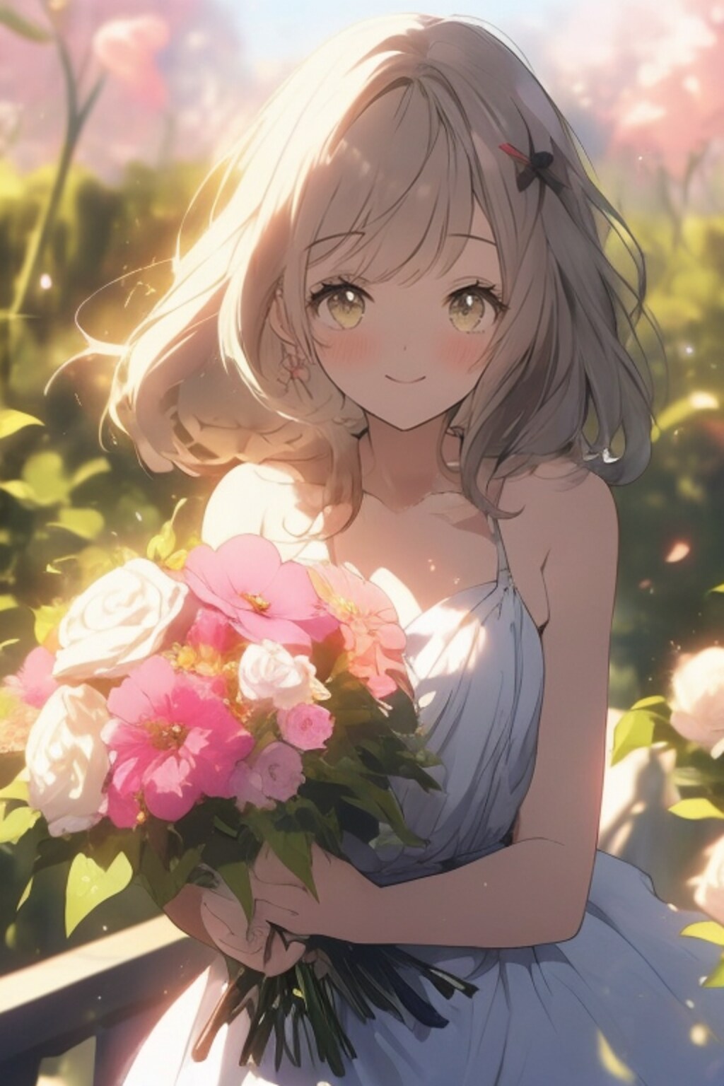 少女と花