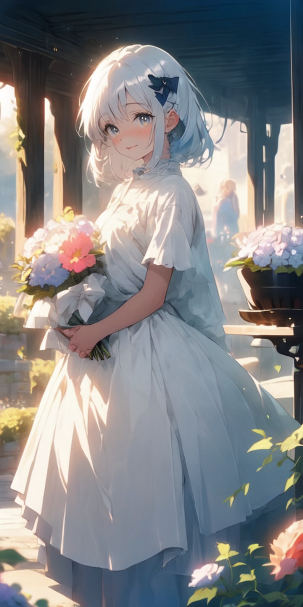 少女と花