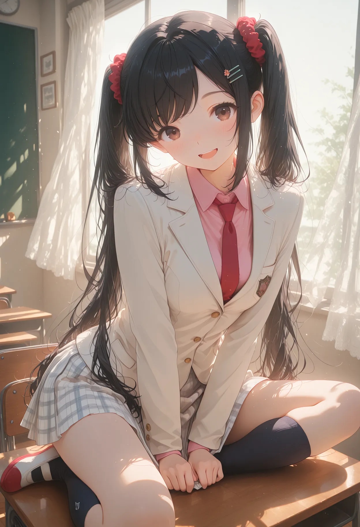 放課後の教室で輝く笑顔 | の人気AIイラスト・グラビア