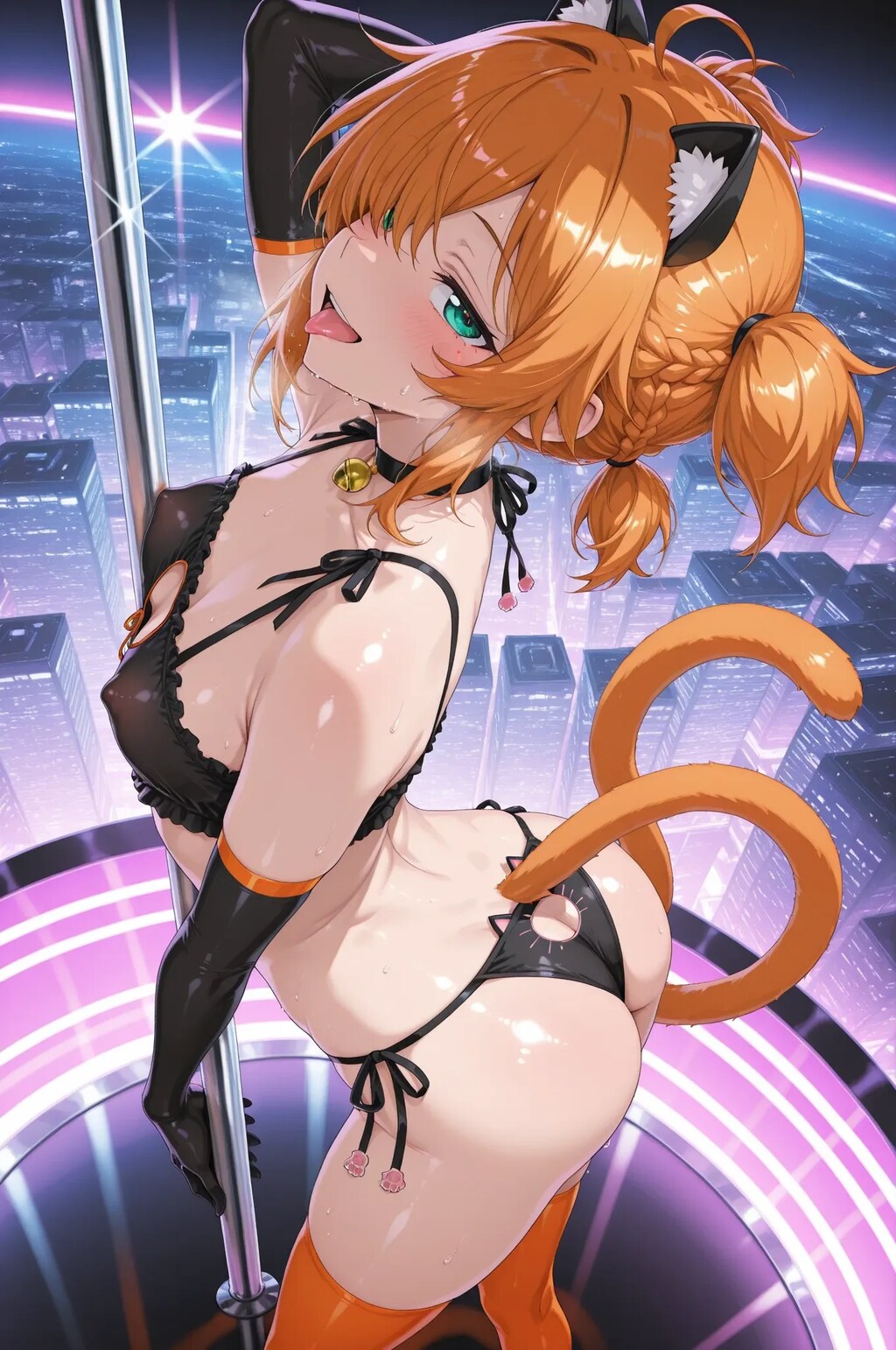 ポールダンスのバイトをする目隠れちゃん☆