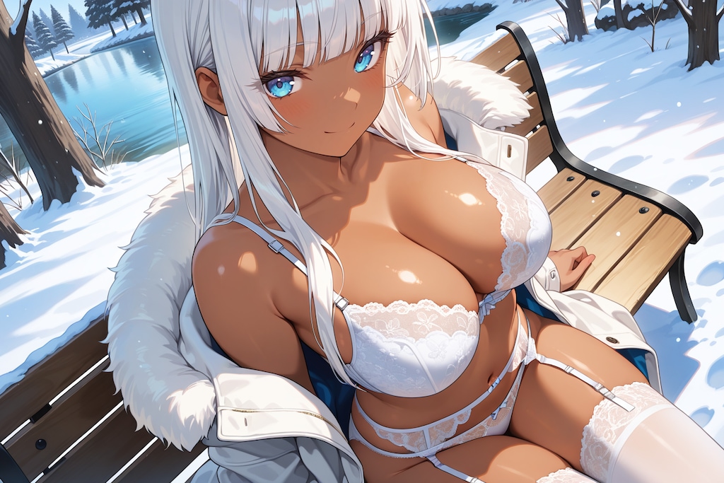 ねえ…この美しい雪景色と、私の白い下着…どっちがあなたの目を惹くのかしら？