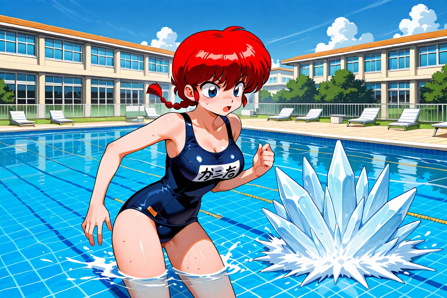 プールに氷？