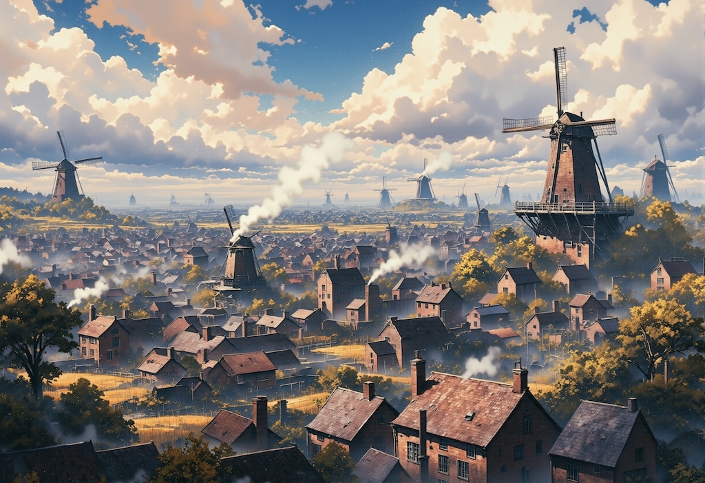 蒸気の街の風車