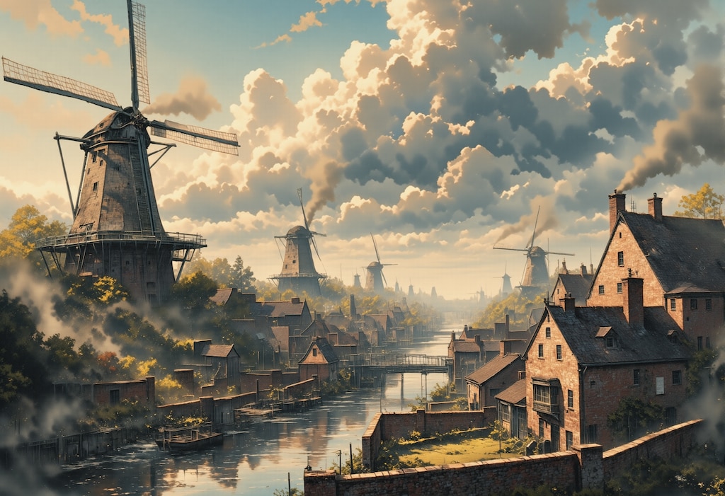 蒸気の街の風車