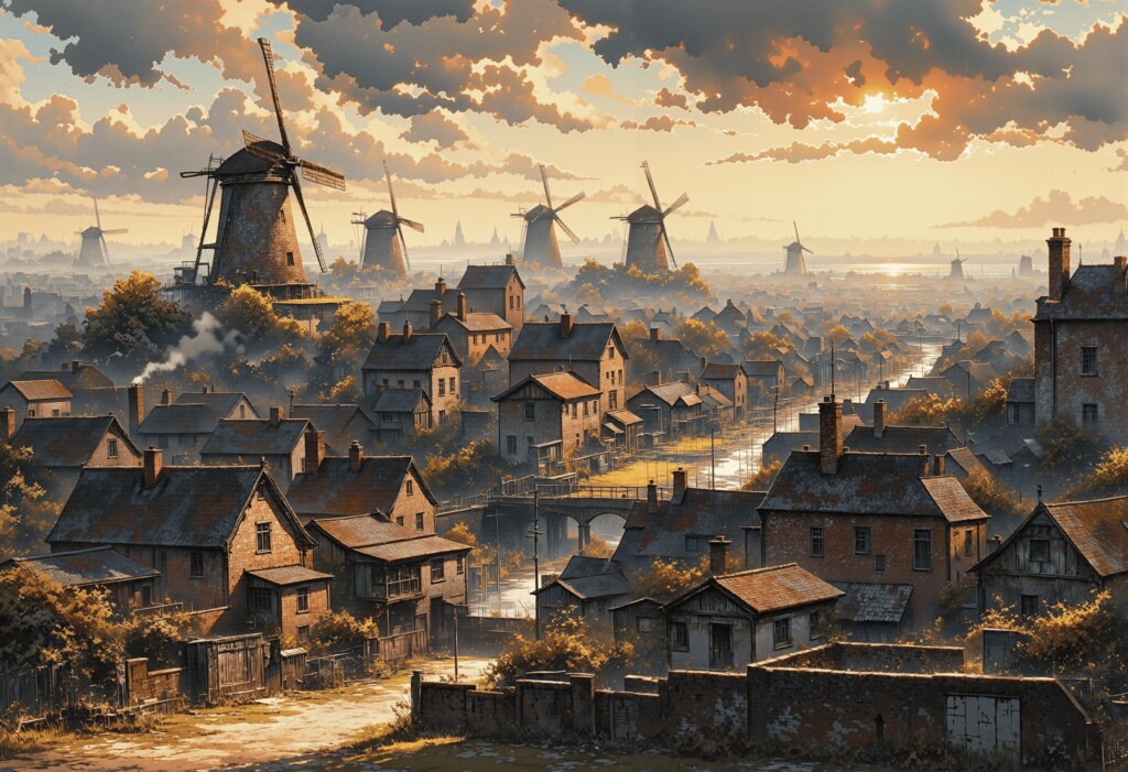 蒸気の街の風車