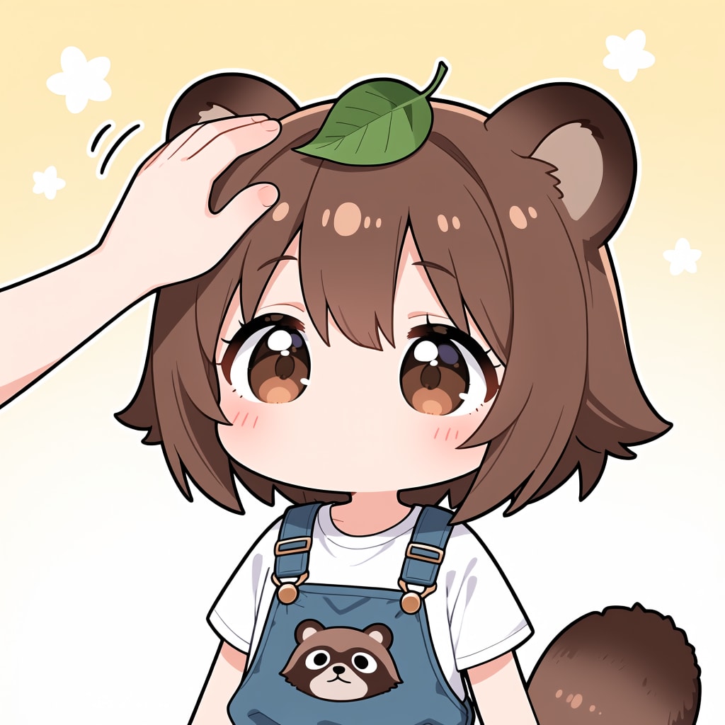 頭を撫でられるマメタヌキちゃん | の人気AIイラスト・グラビア