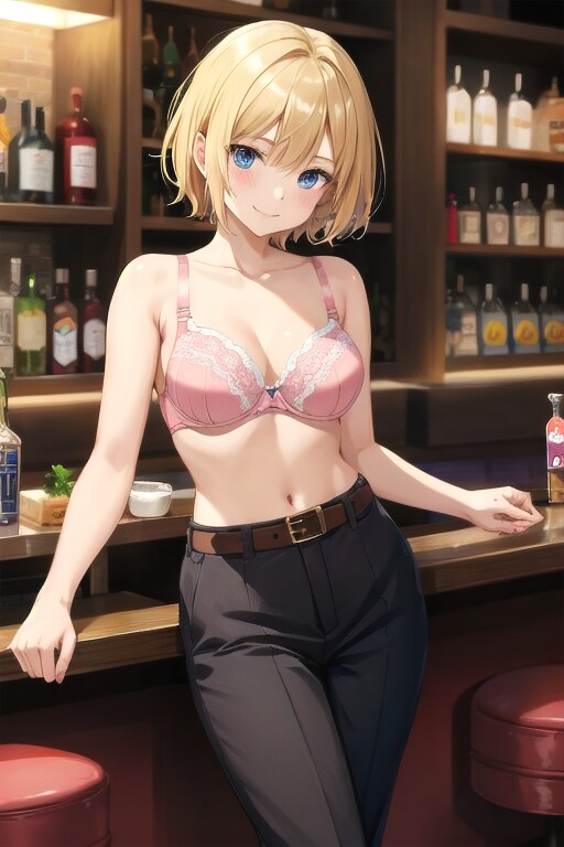 かっこかわいいバーオーナーのブラ姿でバー経営