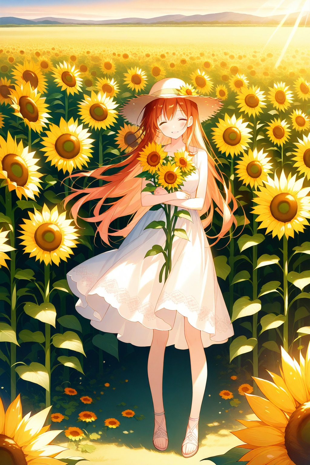 ひまわり畑の少女