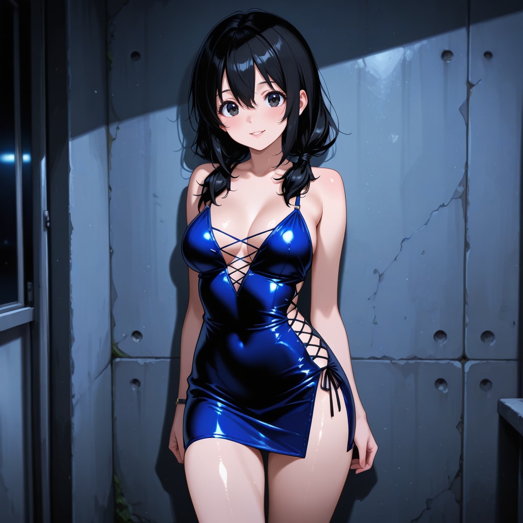 レースアップサイドスリップボディコン