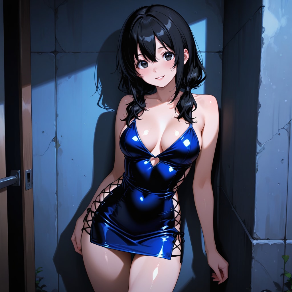 レースアップサイドスリップボディコン