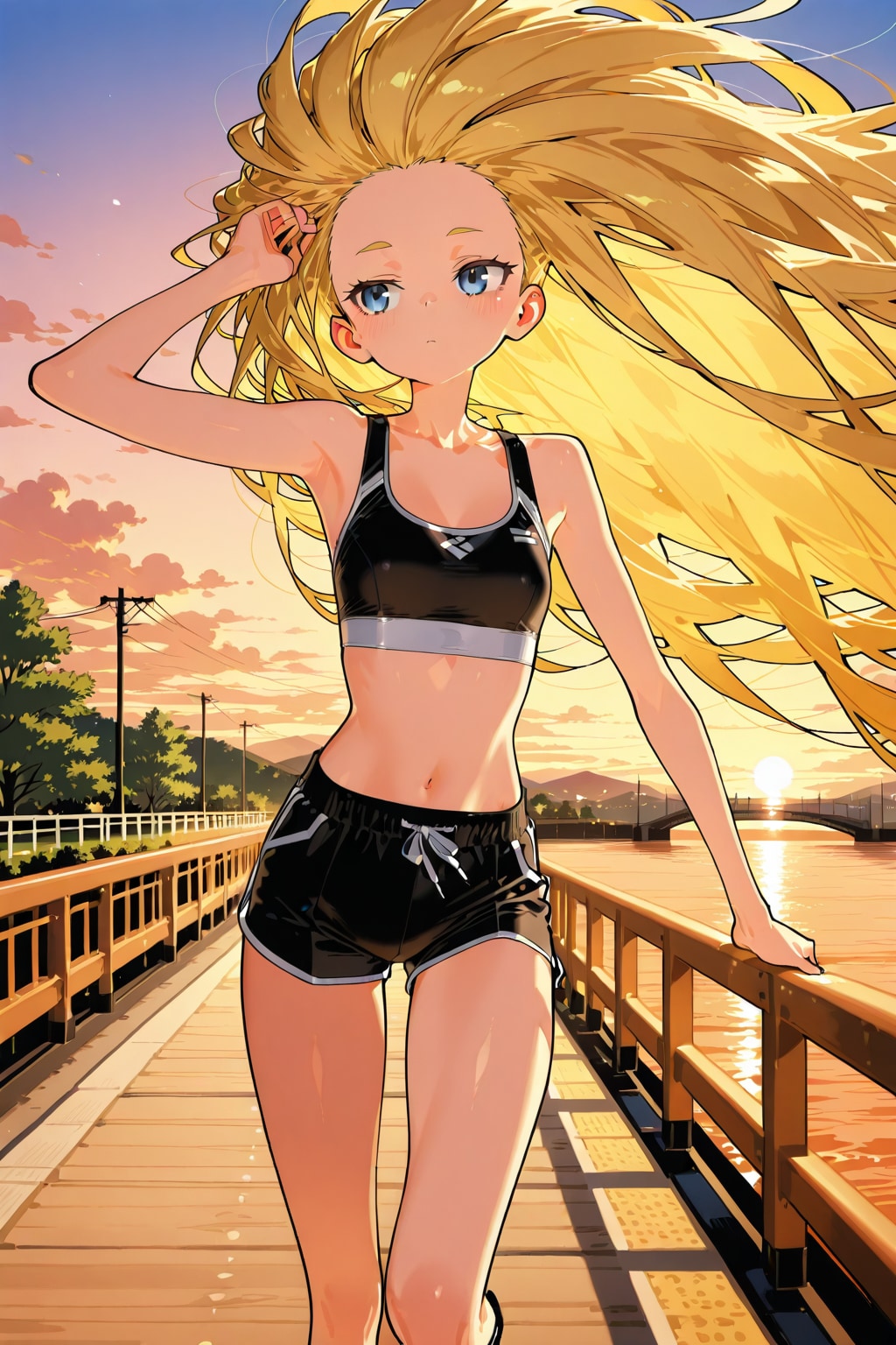 夕方に軽く運動がてらに散策する金髪の子 | の人気AIイラスト・グラビア