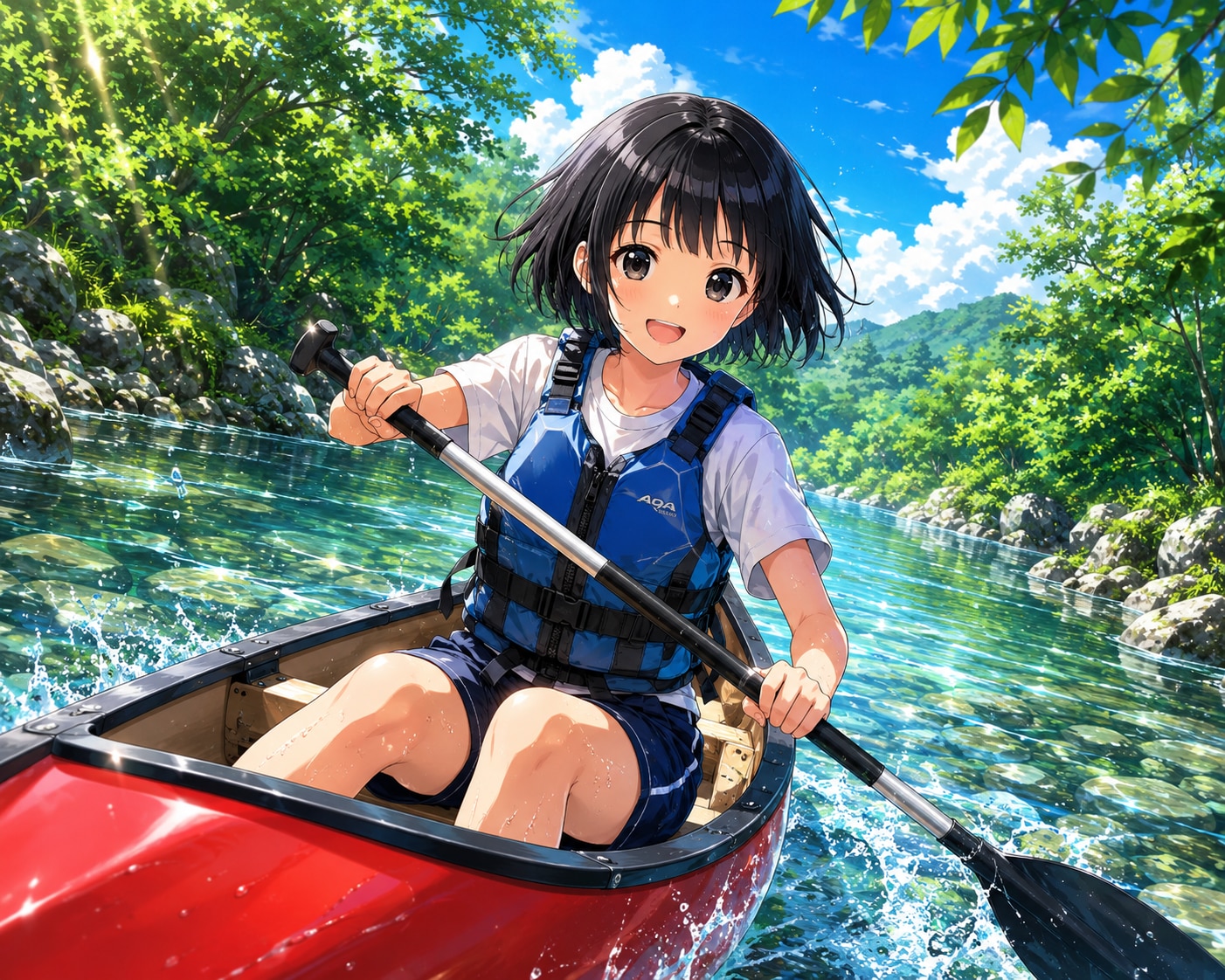 カヌーをする女の子