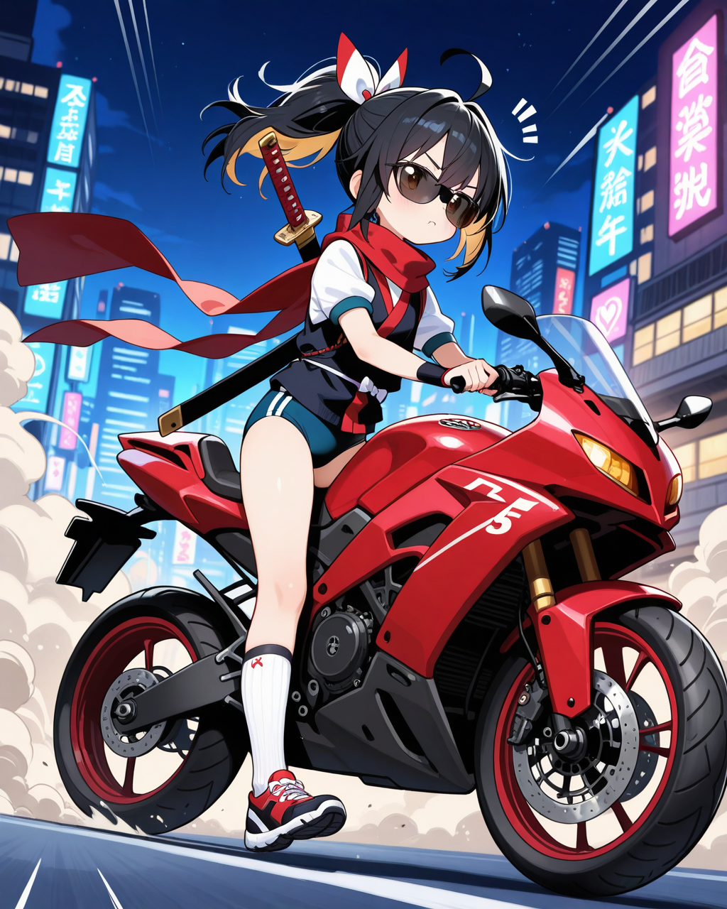 盗んだバイクで走り出そうとする忍ルマ！！