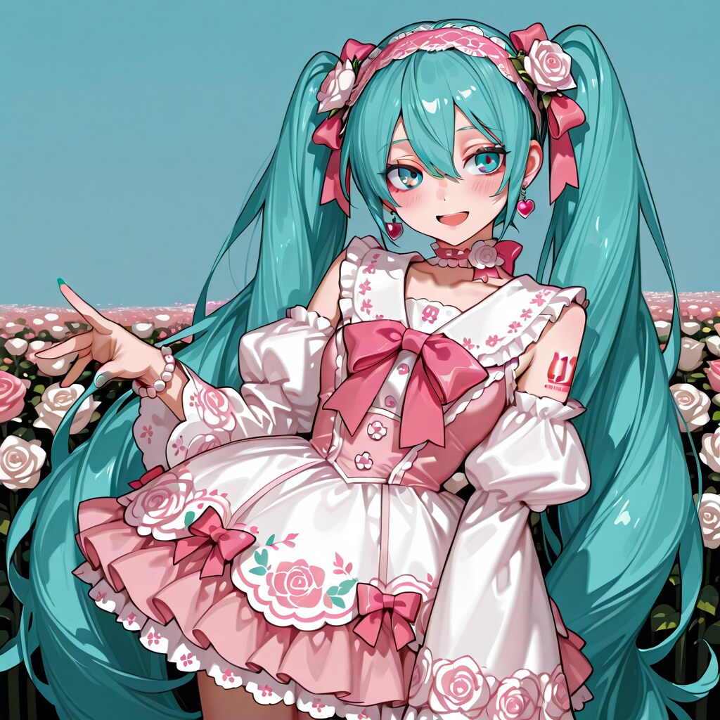 ミクちゃんと薔薇