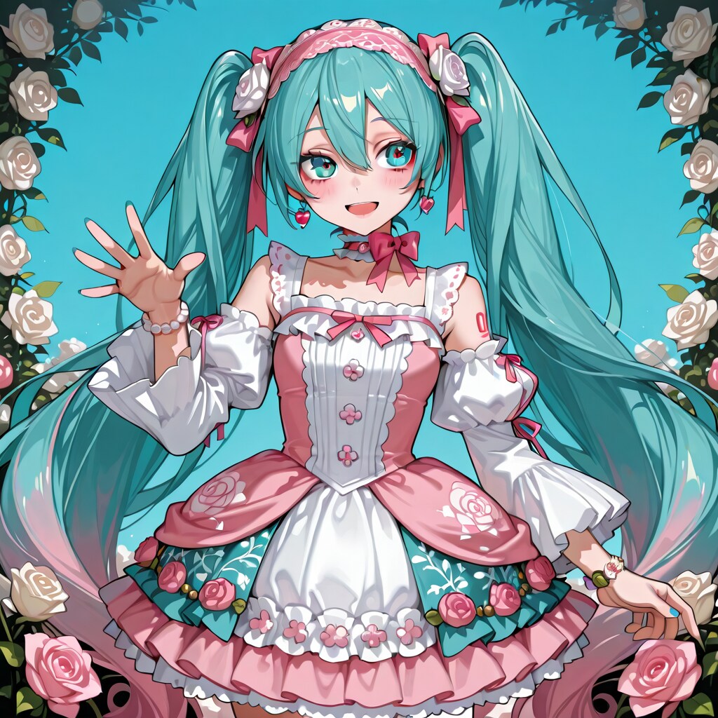 ミクちゃんと薔薇