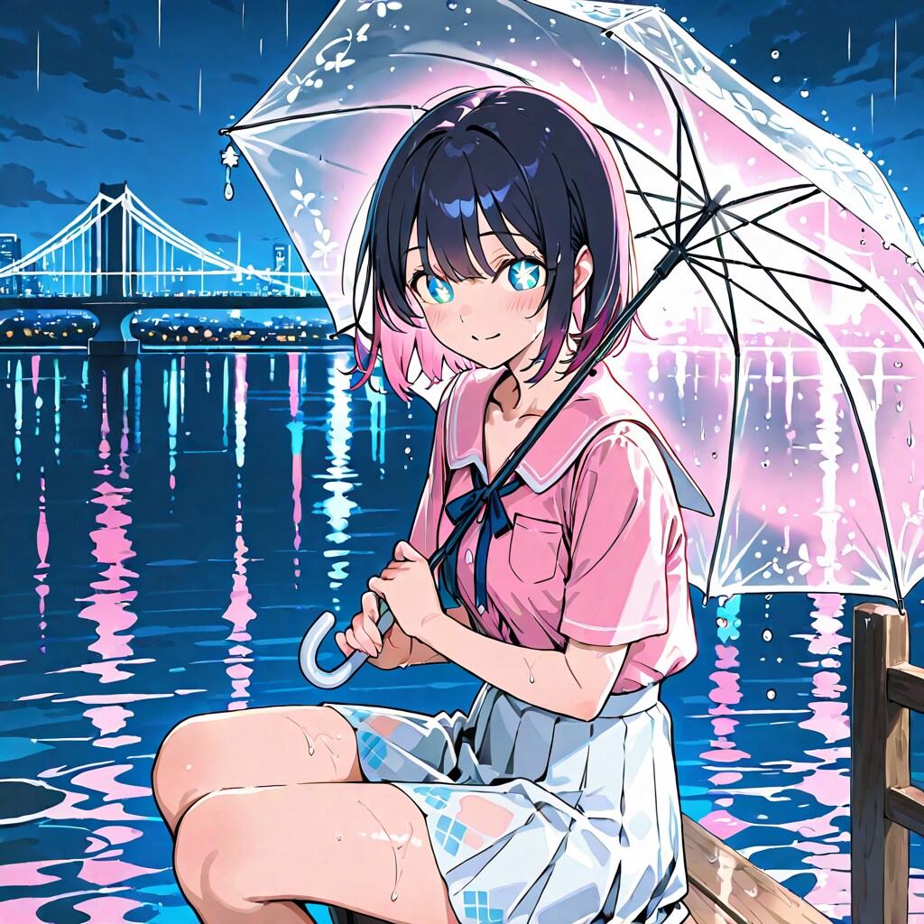 藍色の雨、君の視線 | の人気AIイラスト・グラビア