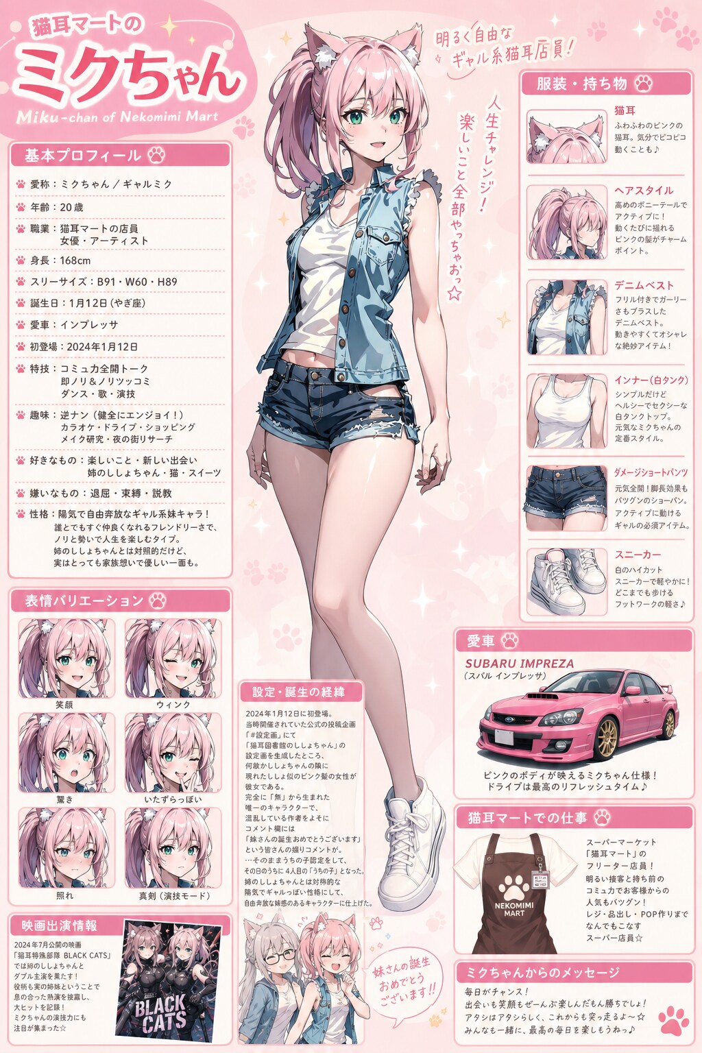 うちの子キャラシート「猫耳マートのミクちゃん」🐱✨