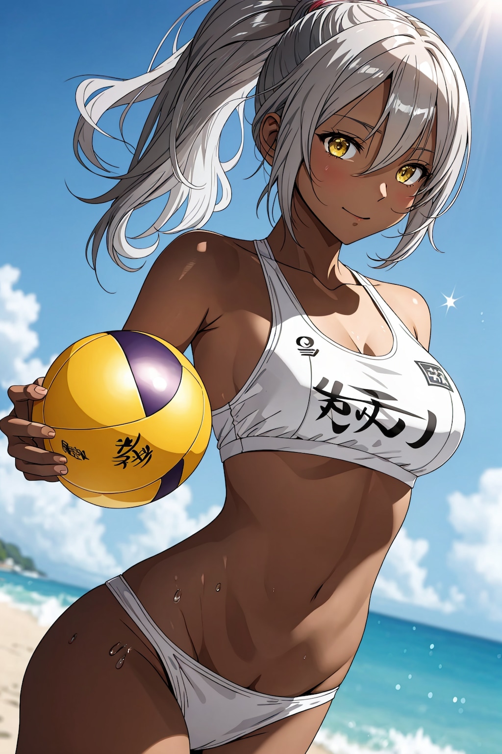 ビーチバレー（銀髪ポニテ）