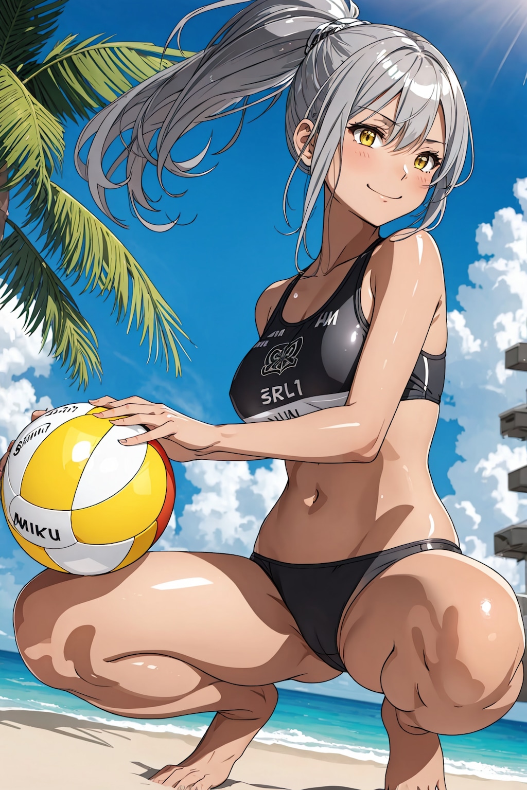 ビーチバレー（銀髪ポニテ）