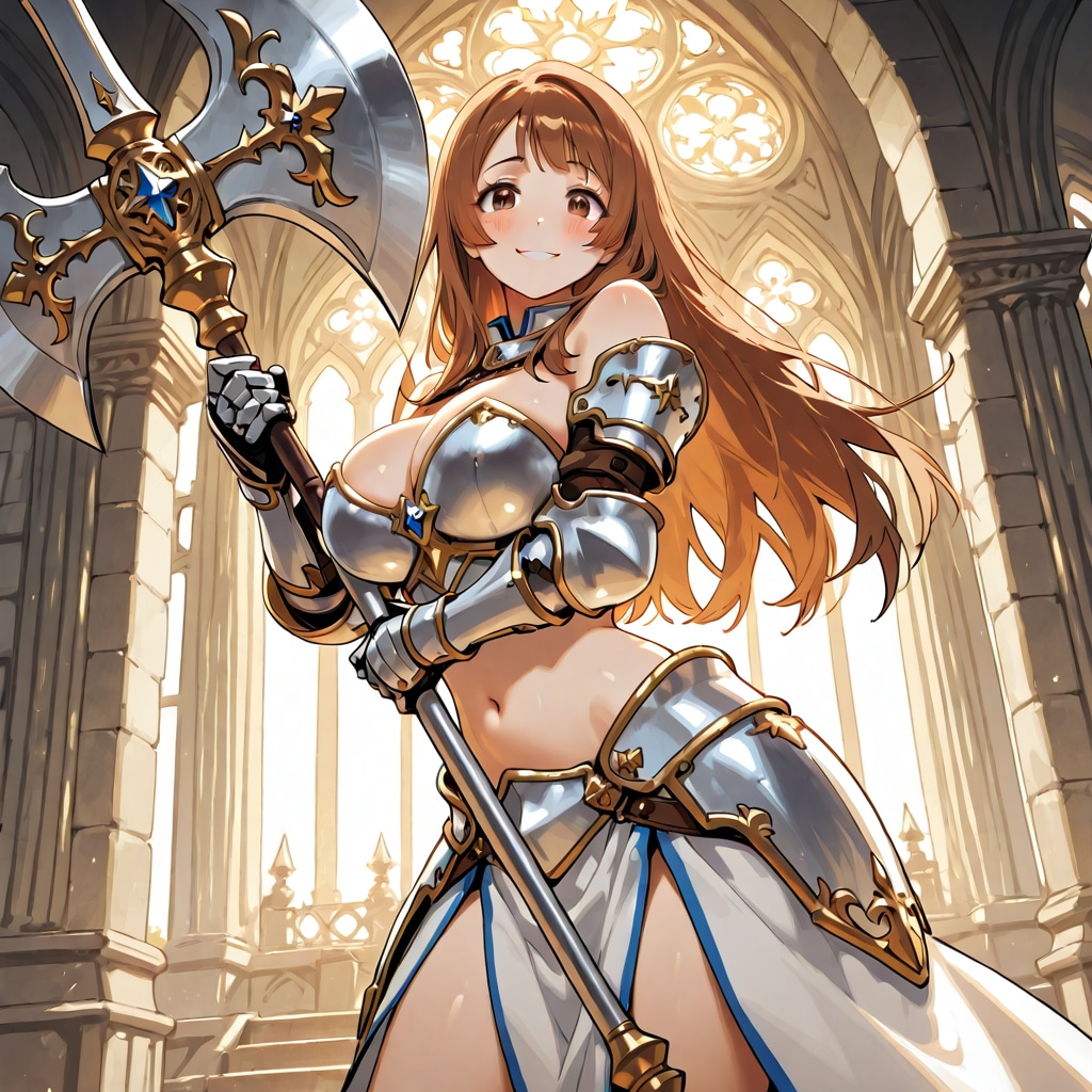 大きな戦斧を持つメイドさん