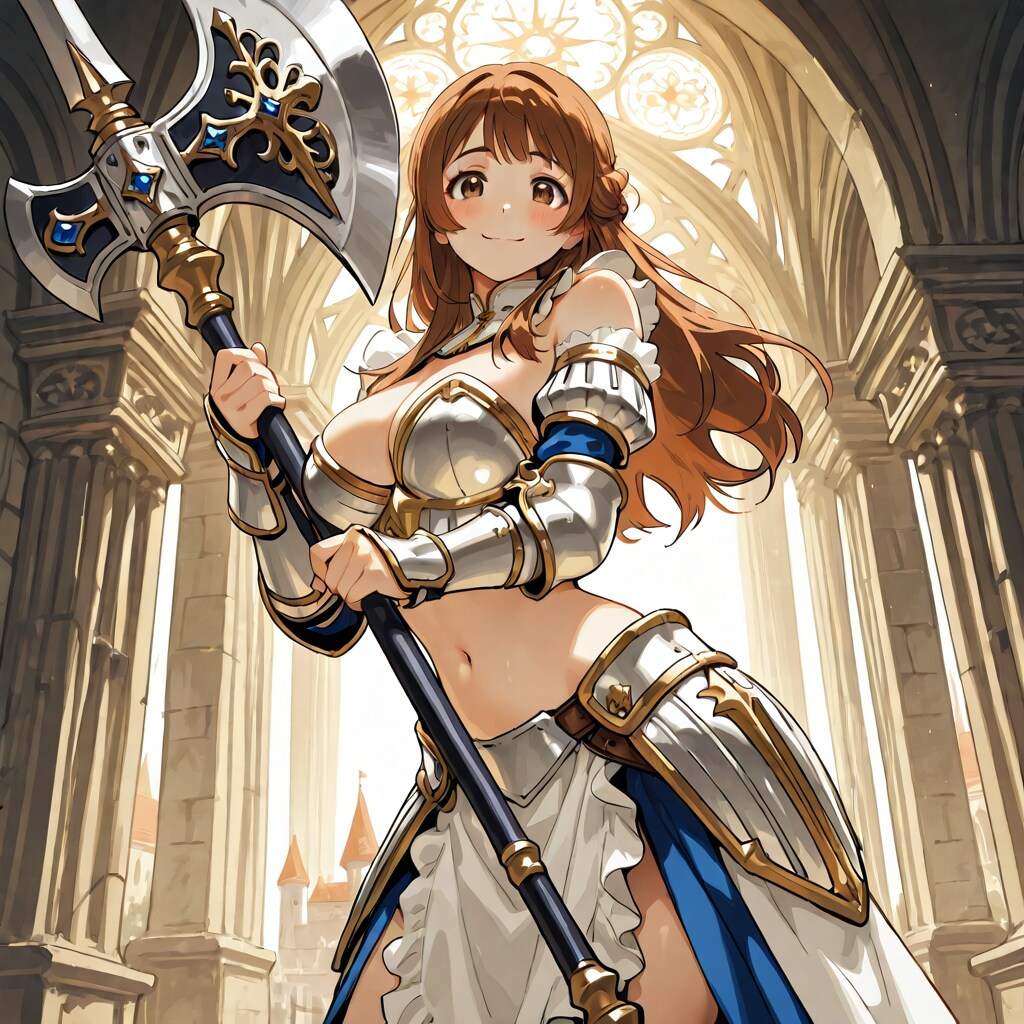 大きな戦斧を持つメイドさん