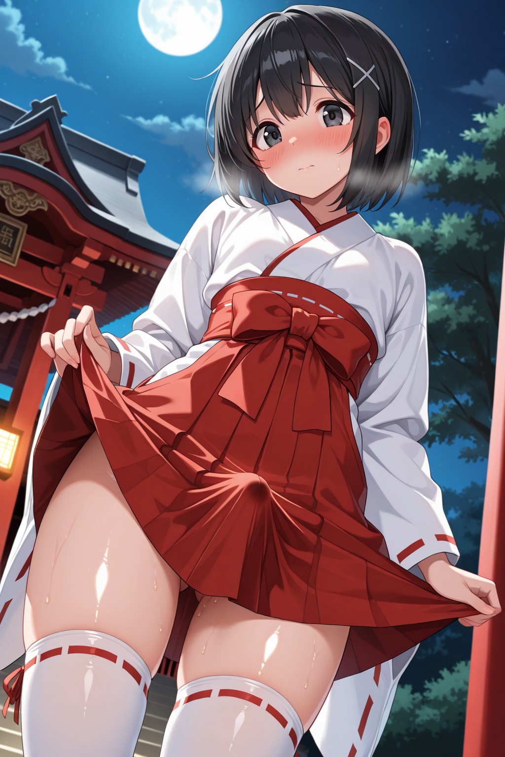 巫女服姿の男の娘