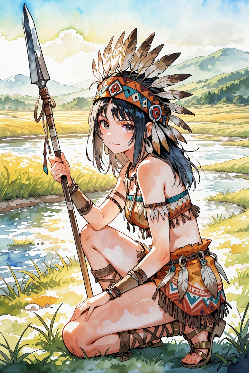 大草原の空の下０ | の人気AIイラスト・グラビア