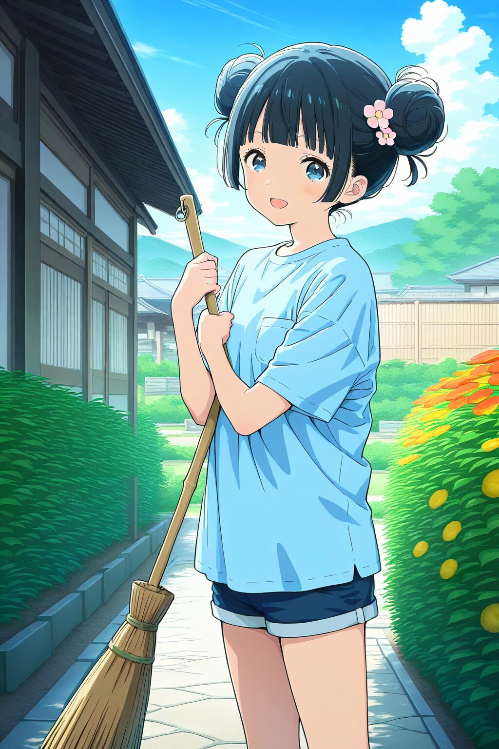 朝の掃除のお手伝いのおだんごちゃん🍡✨