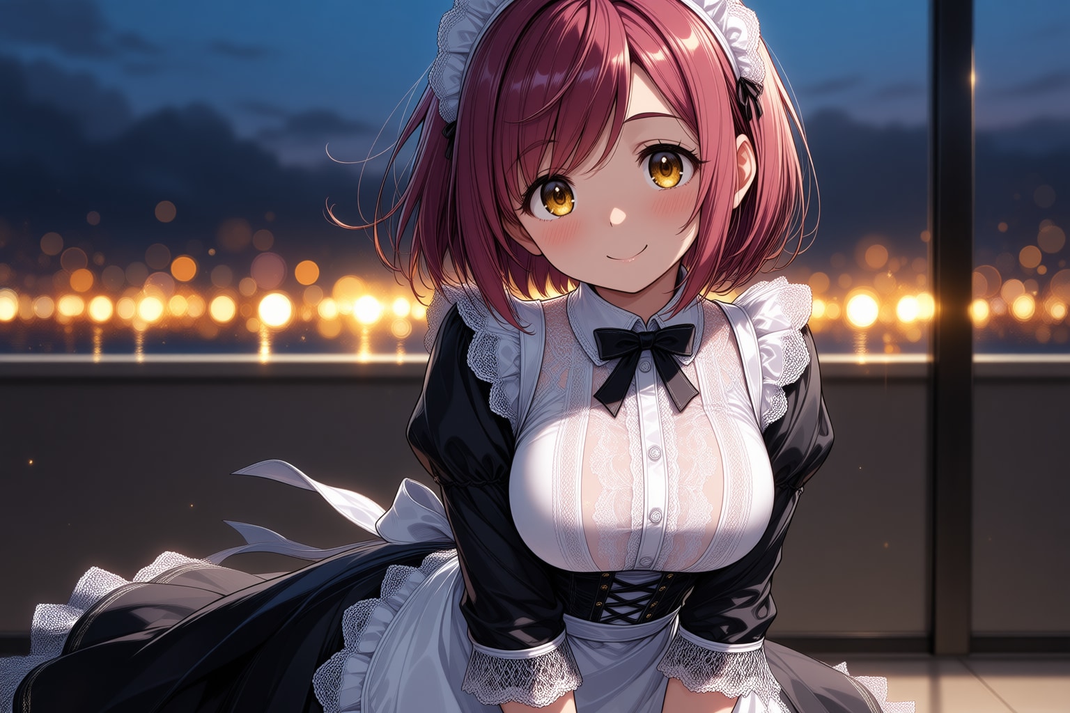 こんばんは（挨拶メイドの芽衣ちゃん） | の人気AIイラスト・グラビア