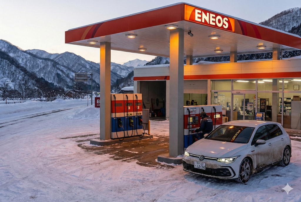 雪道で一服するゴルフ８