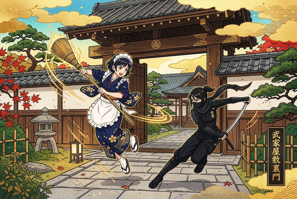 着物メイド姿の忍