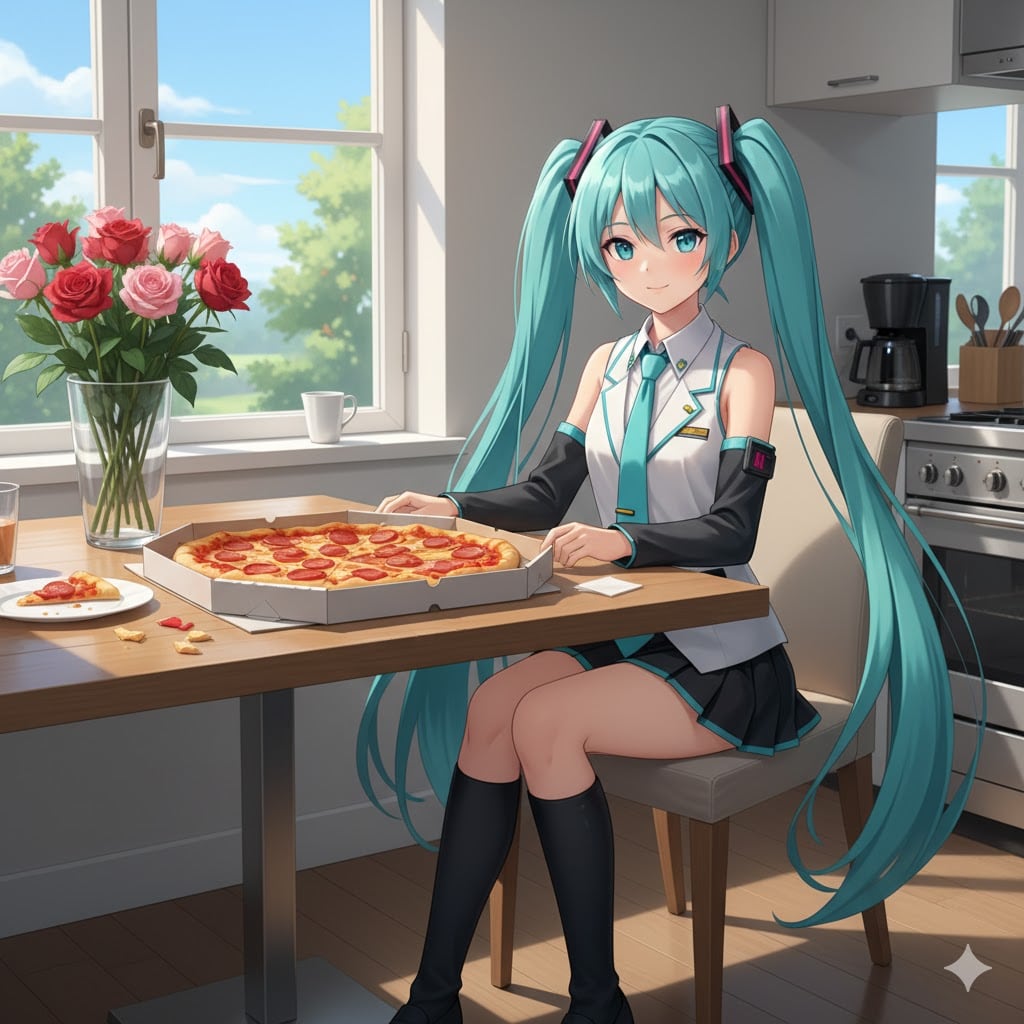 食事するミク | の人気AIイラスト・グラビア