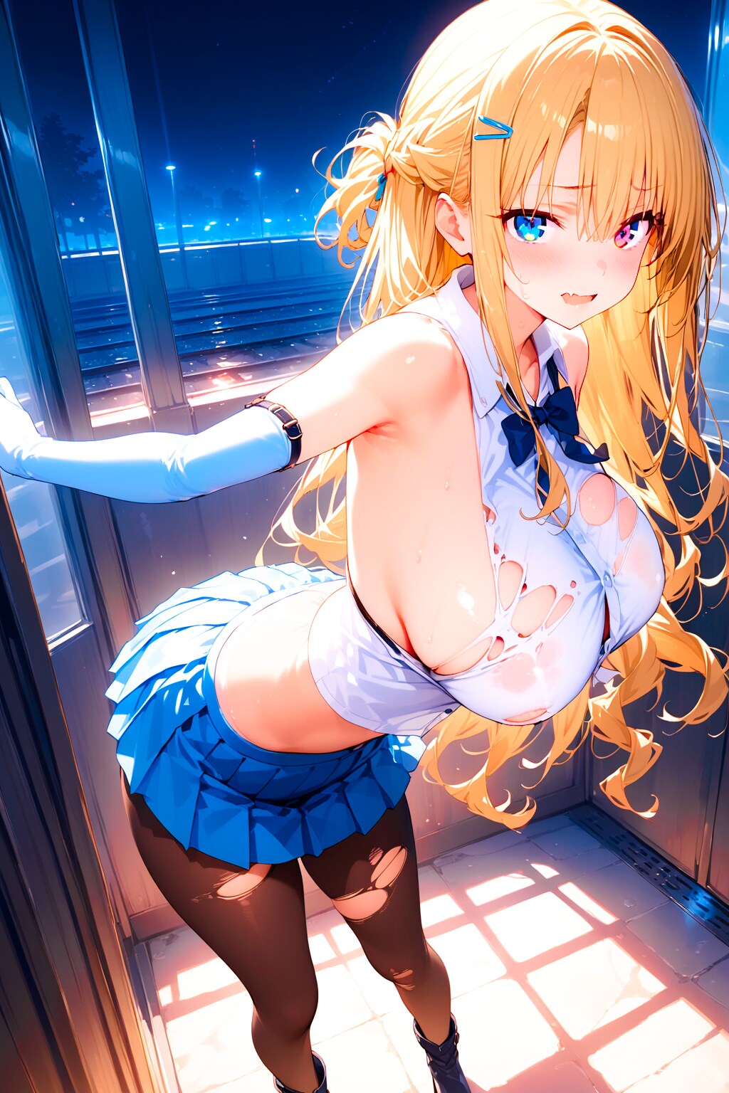 制服姿の金髪ギャルヒロインちゃん！