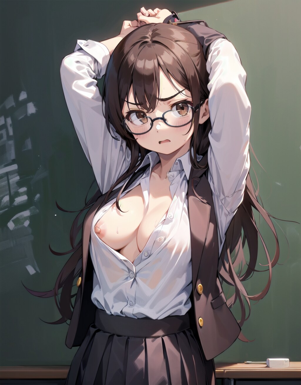 嫌な顔されながらおっぱいを見せる委員長