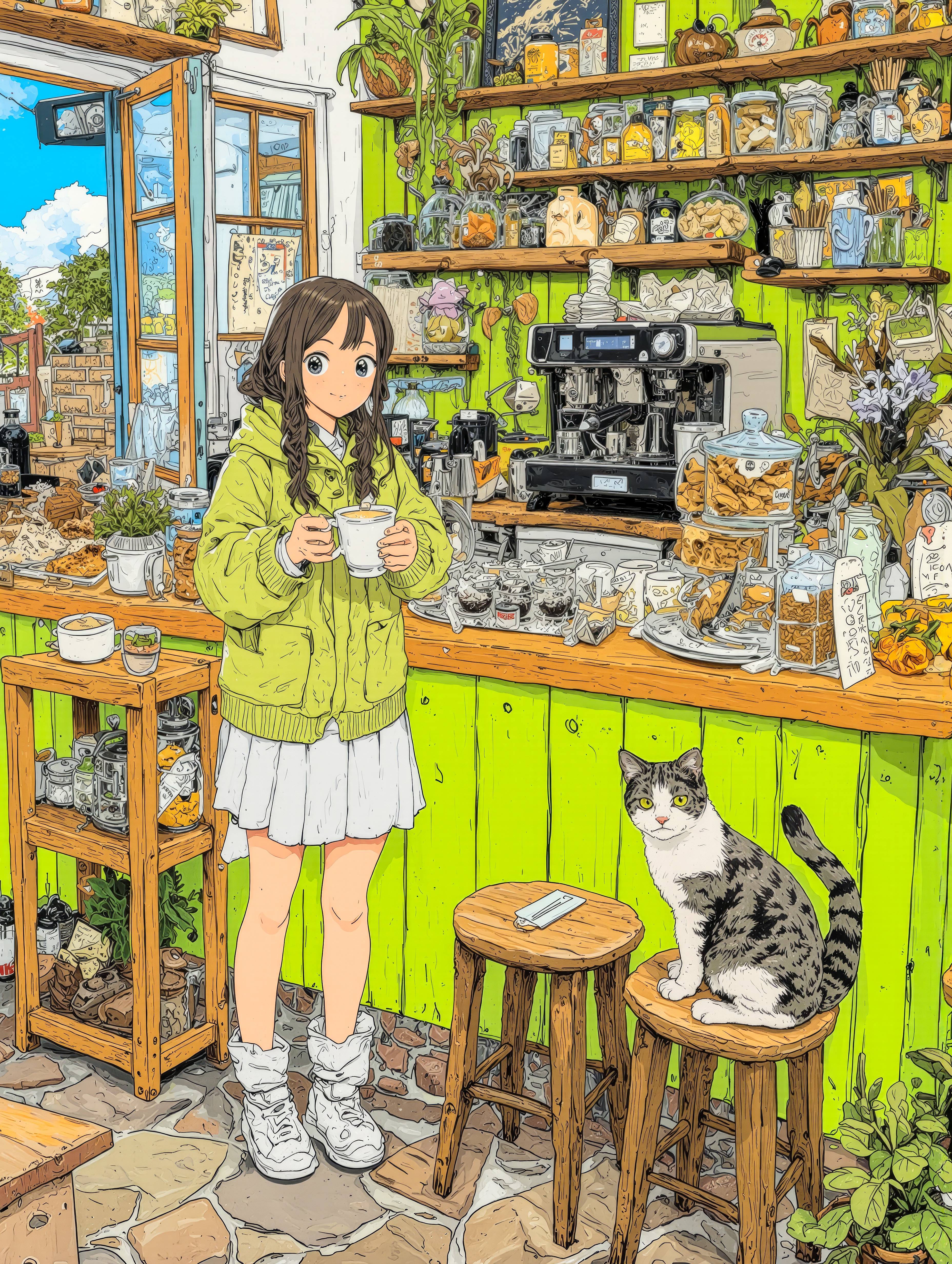 蛍光グリーンの午後 | の人気AIイラスト・グラビア