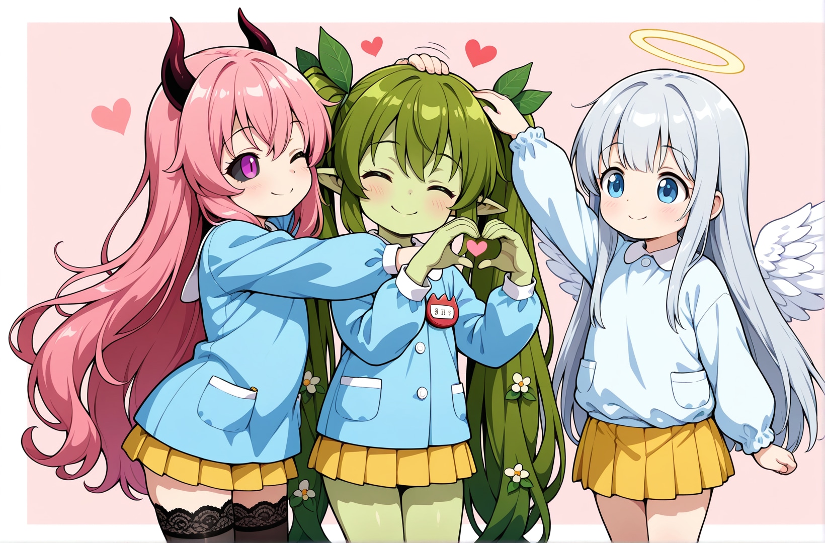 天使と悪魔に撫でられるロリアードちゃん | の人気AIイラスト・グラビア