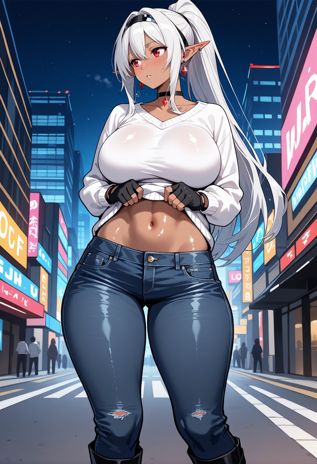 都会に出てきた褐色エルフさん