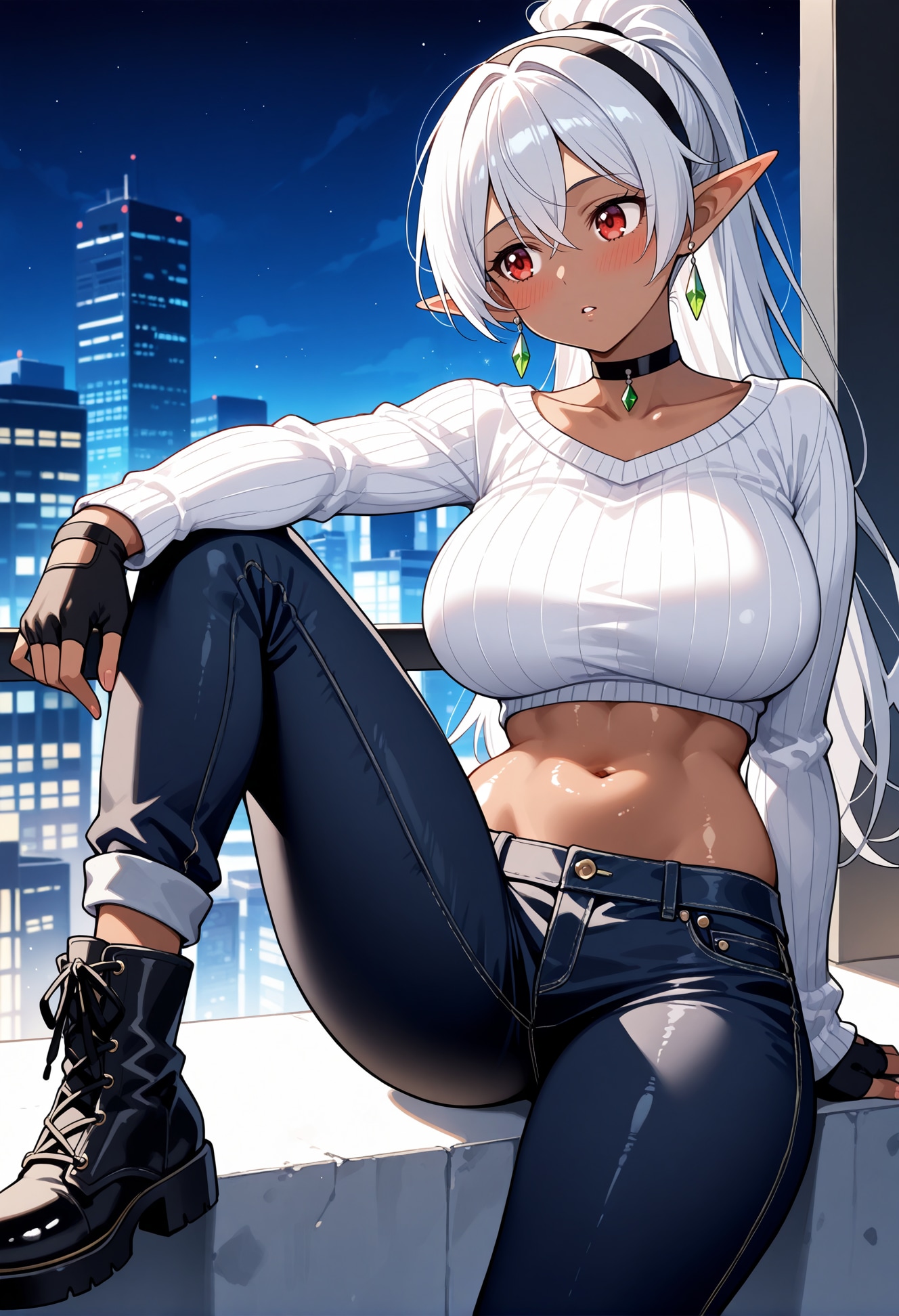 都会に出てきた褐色エルフさん | の人気AIイラスト・グラビア