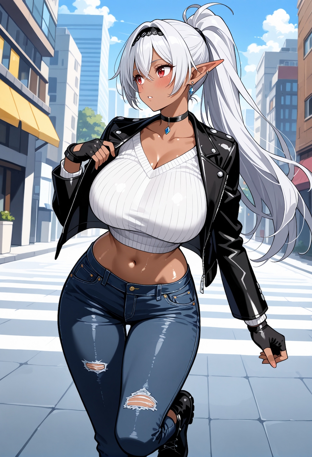 都会に出てきた褐色エルフさん