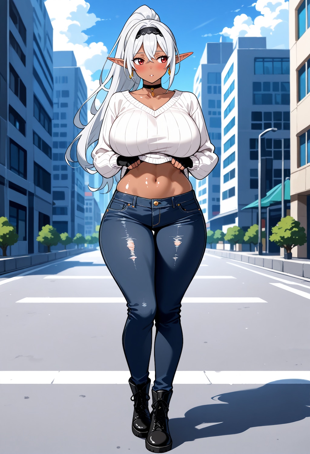 都会に出てきた褐色エルフさん