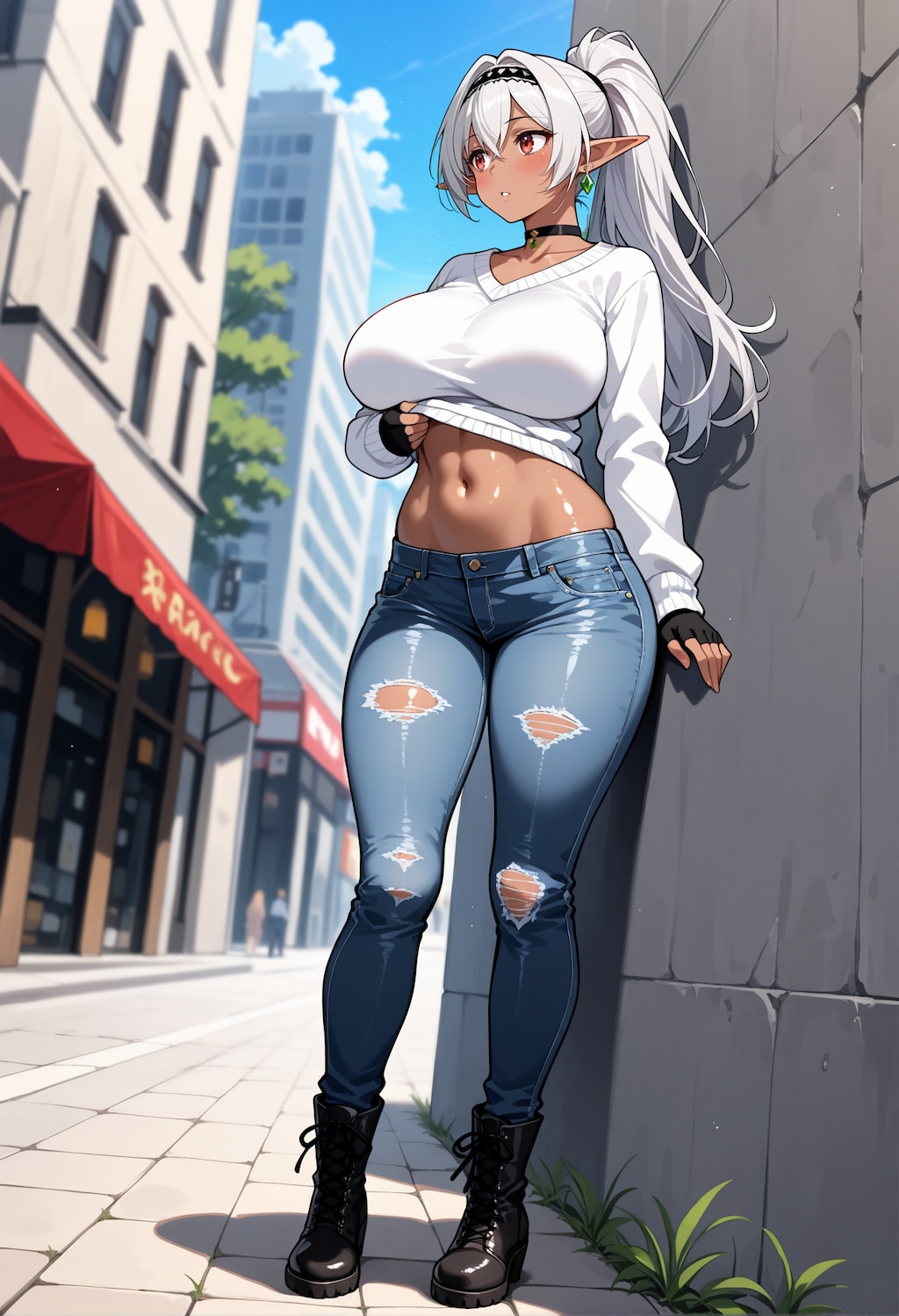 都会に出てきた褐色エルフさん