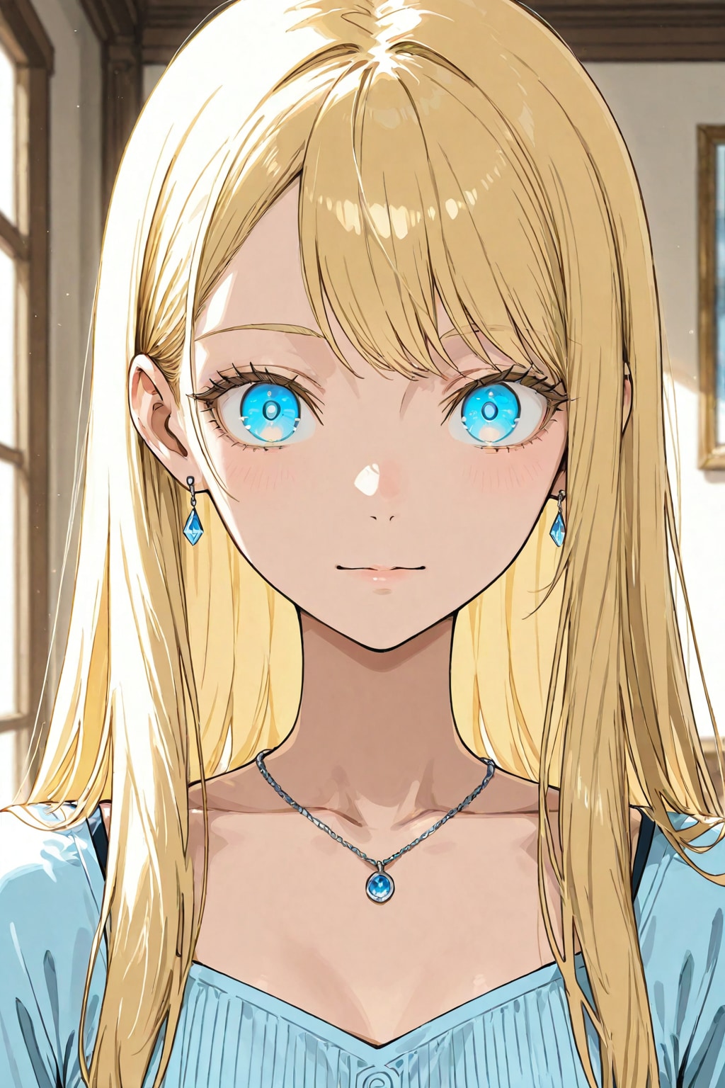 「金髪碧眼美少女」のポートレート写真