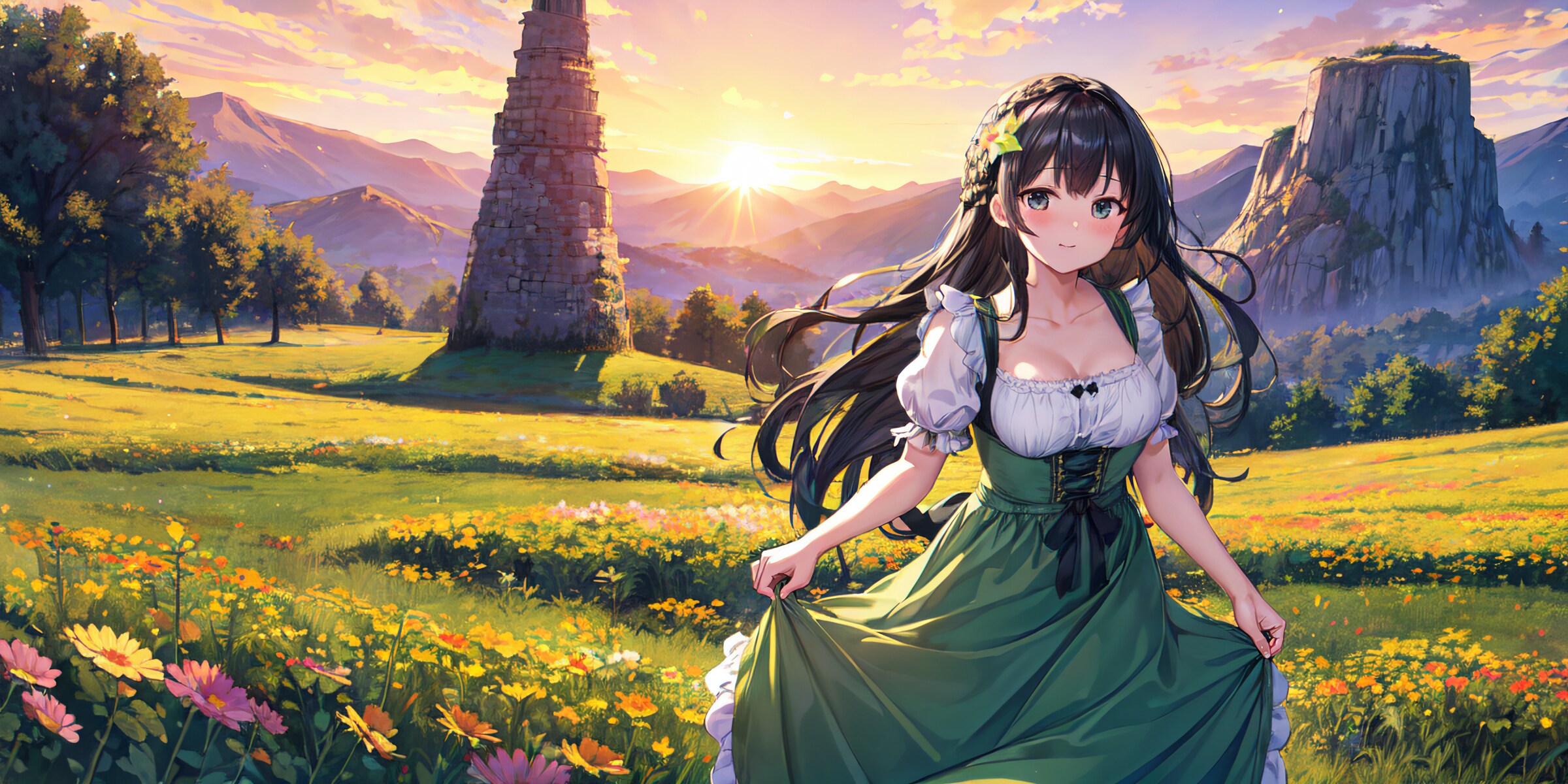 草原の夕暮れ