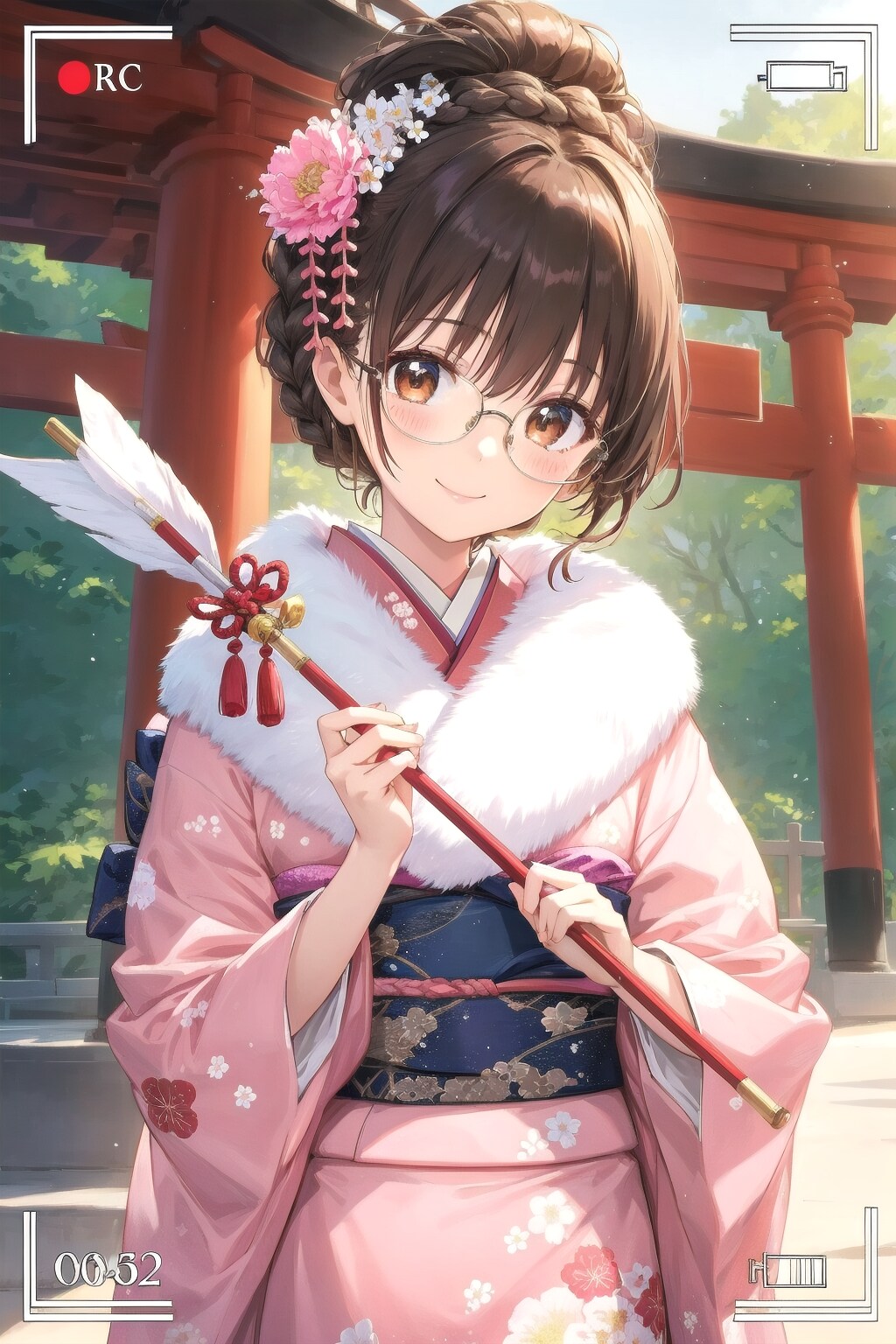 撮影中！眼鏡三つ編み姉妹弟の初詣 | の人気AIイラスト・グラビア