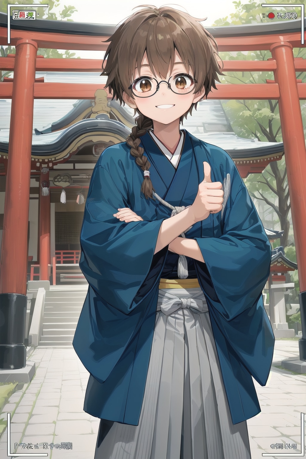 撮影中！眼鏡三つ編み姉妹弟の初詣