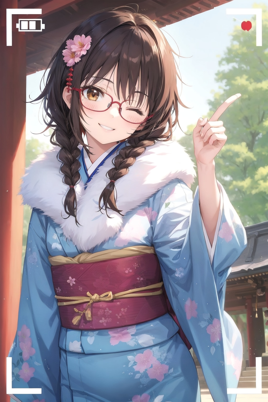 撮影中！眼鏡三つ編み姉妹弟の初詣