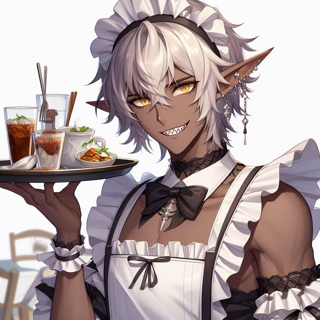 ダークエルフのメイドさん♂