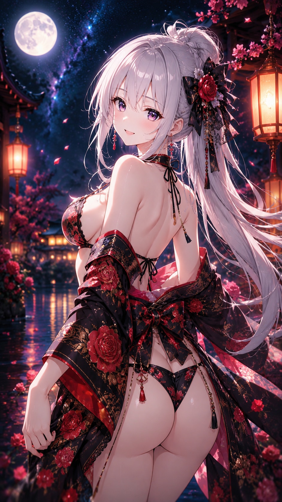 スマホ壁紙サイズ  和服ビキニ👘 ̖́-‬麗しき紅い華